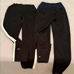 Splits59 Black Leggings with White and Blue Accents